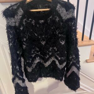 Bobeau Black and Gray Textured Sweater